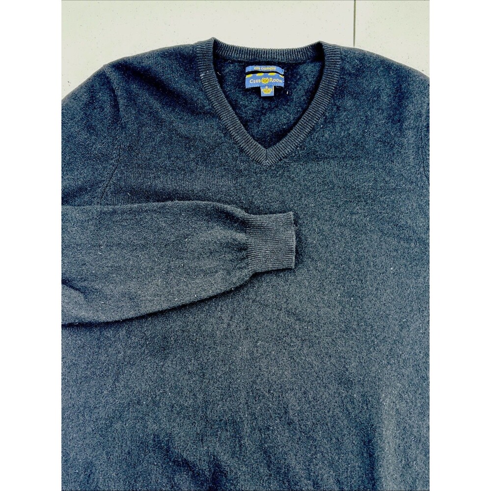 Club Room Cashmere Sweater Mens Sz Sm Black V Neck Long Sleeve Old Money